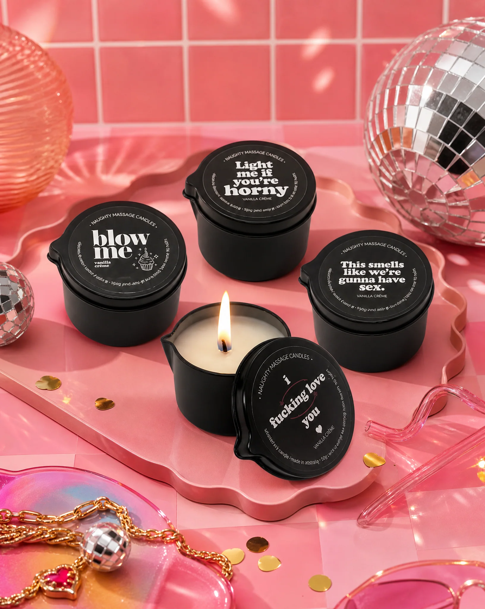 This Smells Like We're Gunna Have Sex - Naughty Mini Massage Candle In Pour Spout Tin - Image 2