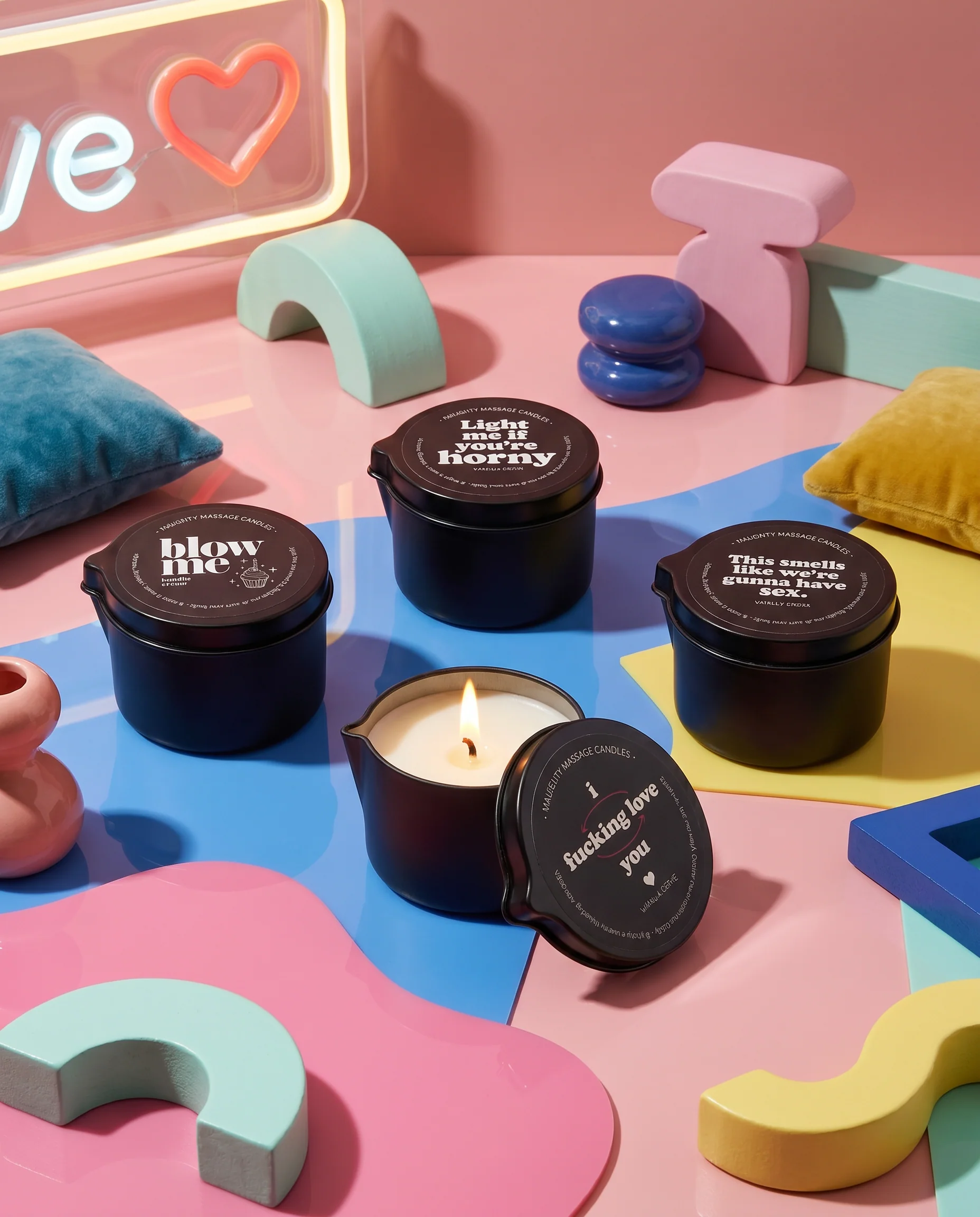 Light Me If You're Horny - Naughty Mini Massage Candle In Pour Spout Tin - Image 2